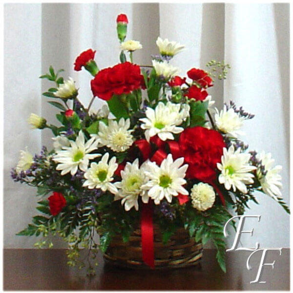 Carnation & Daisy Basket Bouquet EF 005