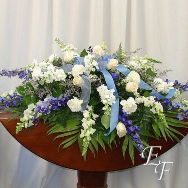 Blue & White Casket Spray EF 207 B