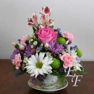 Floral Arrangement in a teacup vase