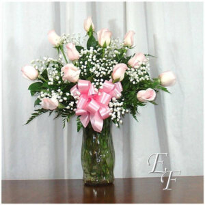Pink Roses Arrangement in Vase
