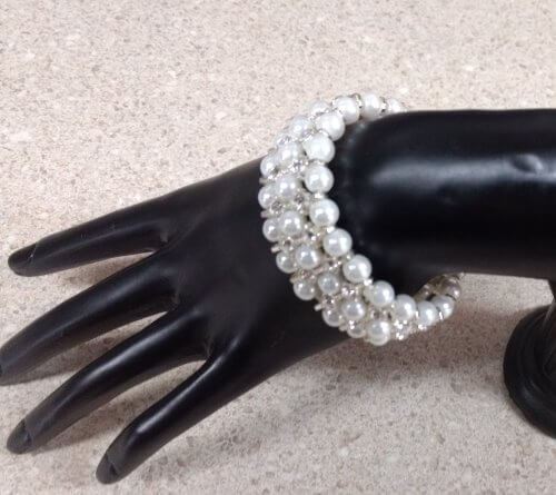 White Triple Pearl Bracelet