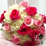Bridal bouquet with a color mix of flowers