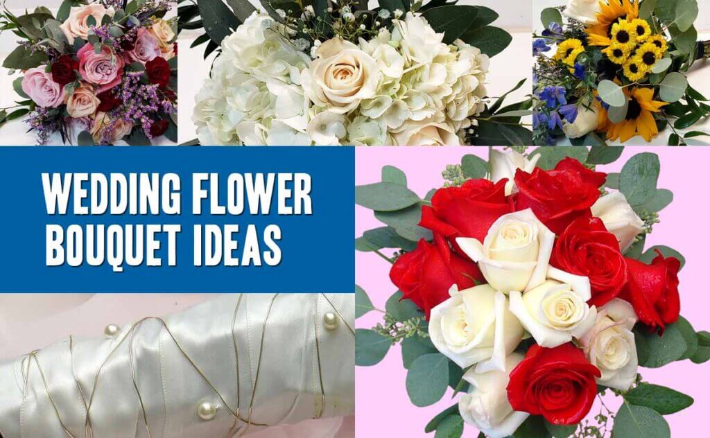 Samples of different types of wedding bouquets